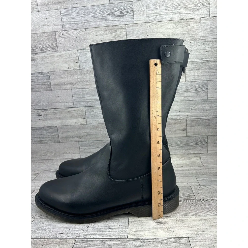 Dr. Martens‎ Samson Black Leather Pull On Mid Calf Boots Back Zipper Mens 12 US